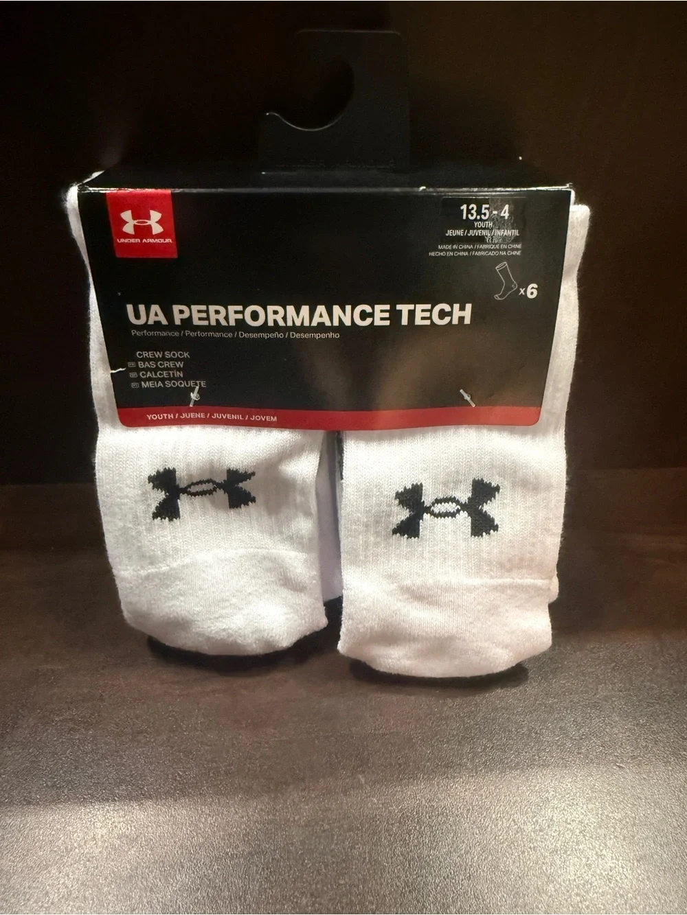 Under Armour Kids Crew Socks - White & Black